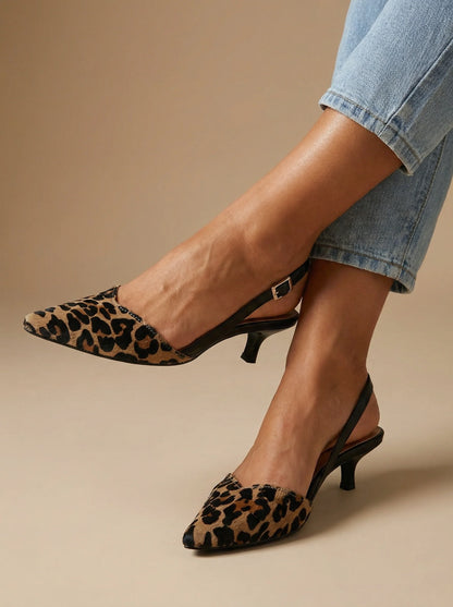 Savana Chic – Animal Print Slingback Heeled Sandal