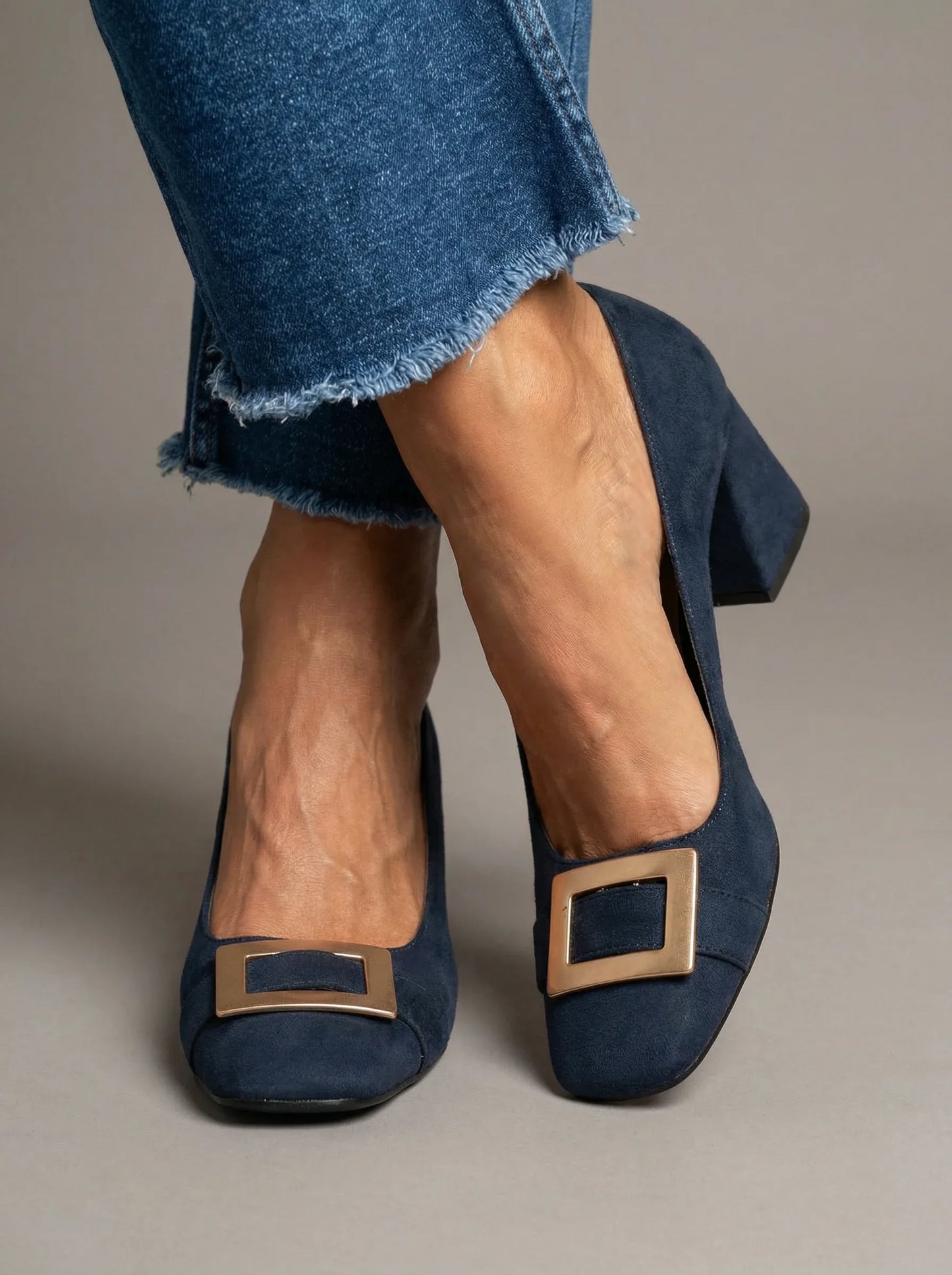 Capri Blu – Wide, Stable Heel with Buckle